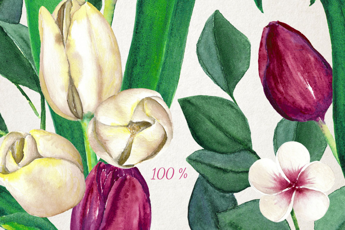 Burgundy and Cream Tulips Patterns, a Pattern Graphic by WBS Design (Photo 4 of 4)
