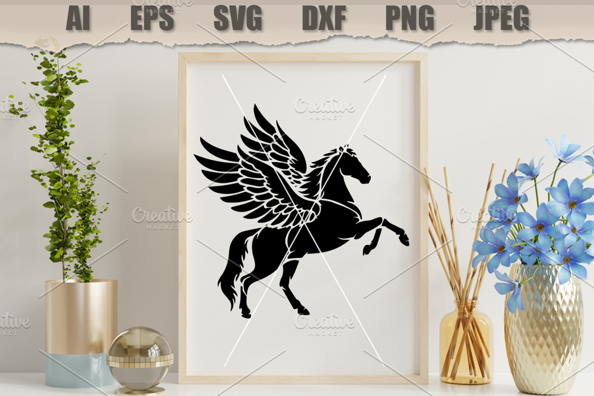 Stencil Winged Pegasus Horse, a Decorative Illustration by MARYCRAFTIRIA (Photo 3 of 3)