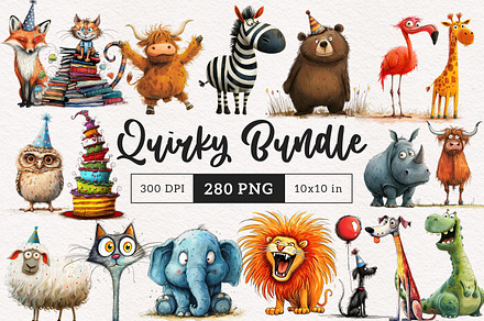 Huge Quirky Animal Bundle, an Animal Illustration by PaintPixelCo
