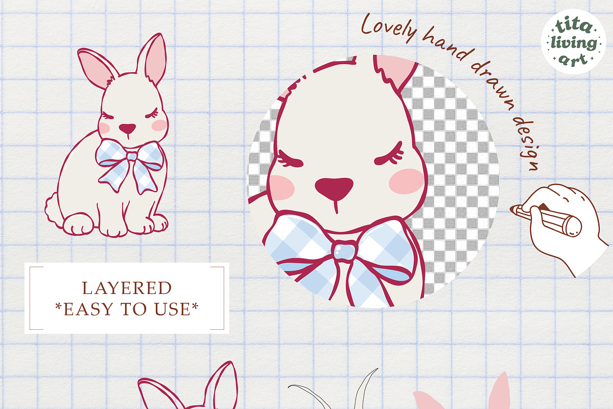 Coquette Easter Clipart | Hand Drawn, an Animal Illustration by TitaLivingArt (Photo 8 of 12)