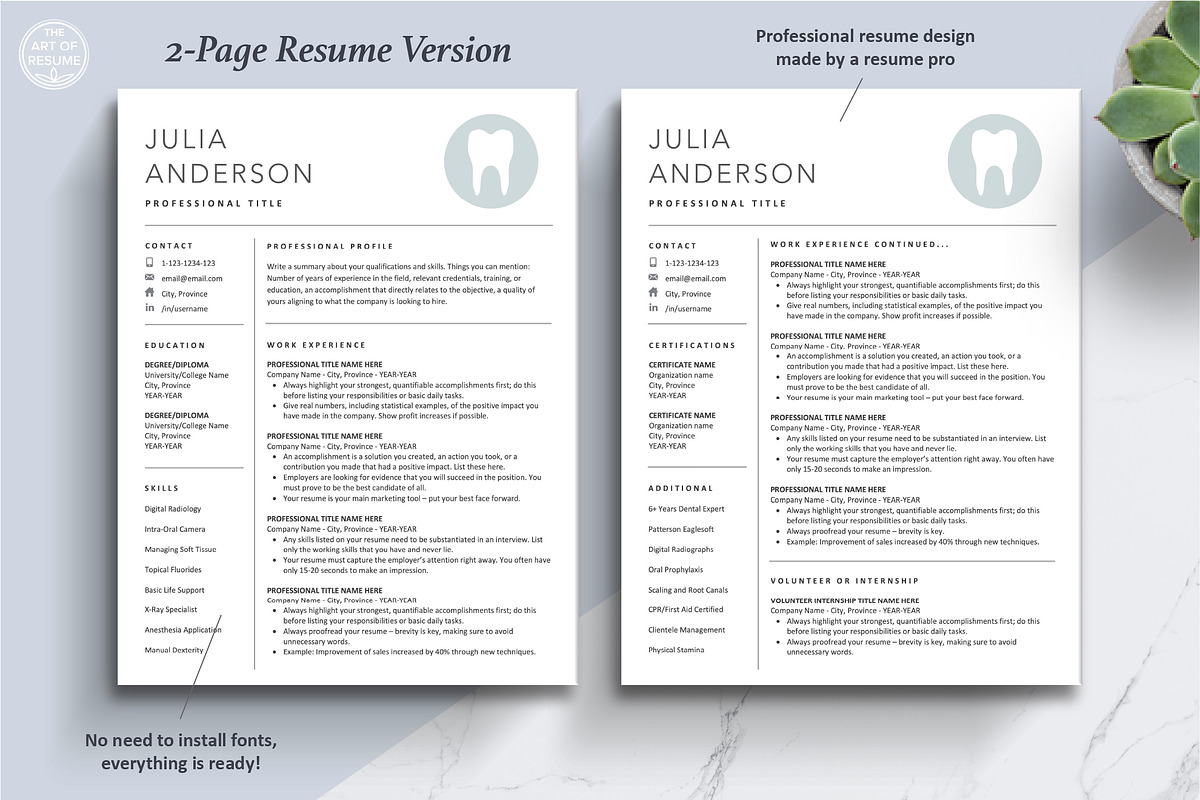 Dental Resumes | Dentist CV Resume, a Resume Template by The Art of Resume (Photo 4 of 8)