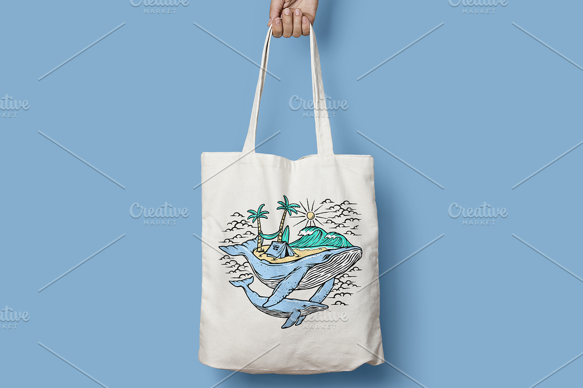 Beach and whales illustration, an Animal Illustration by gunaonedesign (Photo 4 of 4)