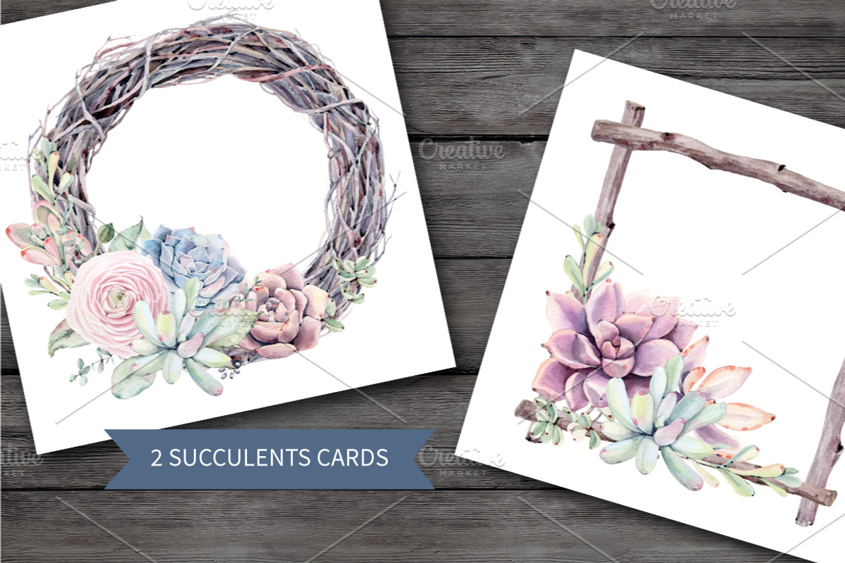 Oh my Succulents watercolor set, an Illustration by Lemaris (Photo 6 of 9)