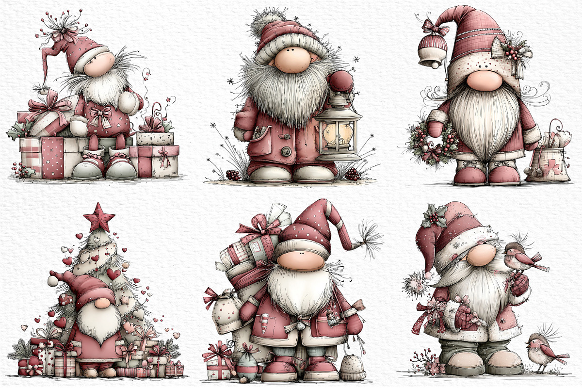 Whimsical Christmas Santa Clipart, an Illustration by Craft Nest (Photo 3 of 6)