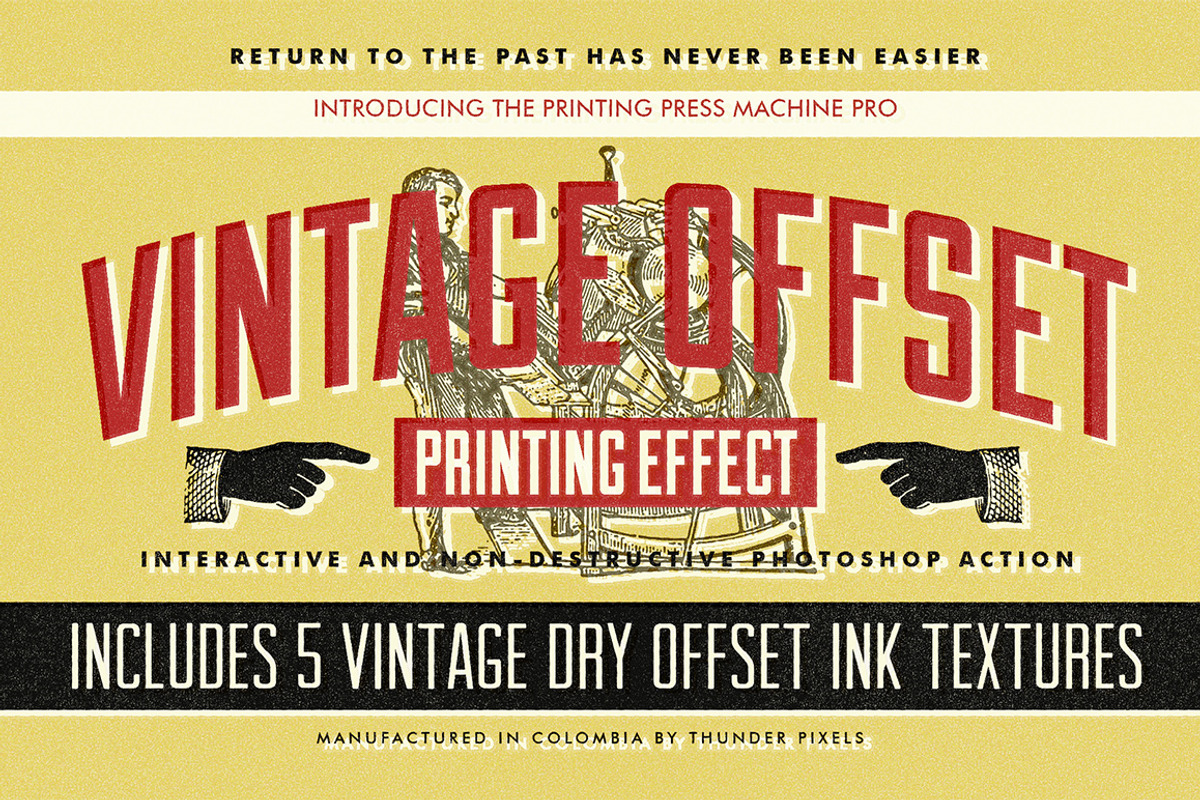 Vintage Offset Printing Effects Kit, an Action Add-On by Thundr Co. (Photo 1 of 5)