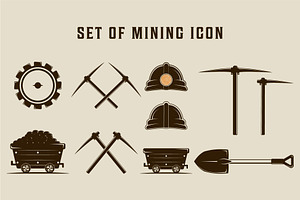 set of isolated mining icon vector, a Branding & Logo Template by zyxroun shop