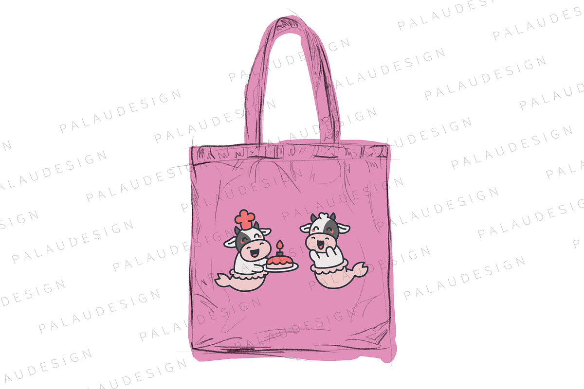 Cute Kawaii Cow Mermaid Character, an Animal Illustration by Palau (Photo 3 of 12)
