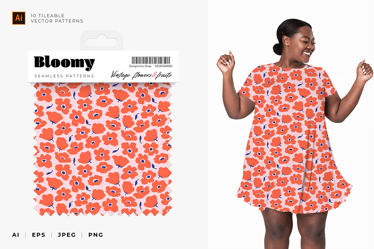 Bloomy — Vintage Patterns Collection, a Pattern Graphic by Designnina Shop (Photo 2 of 11)