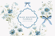 watercolor blue preppy floral clipar, an Illustration by Patishop Art (Thumbnail 2 of 10)