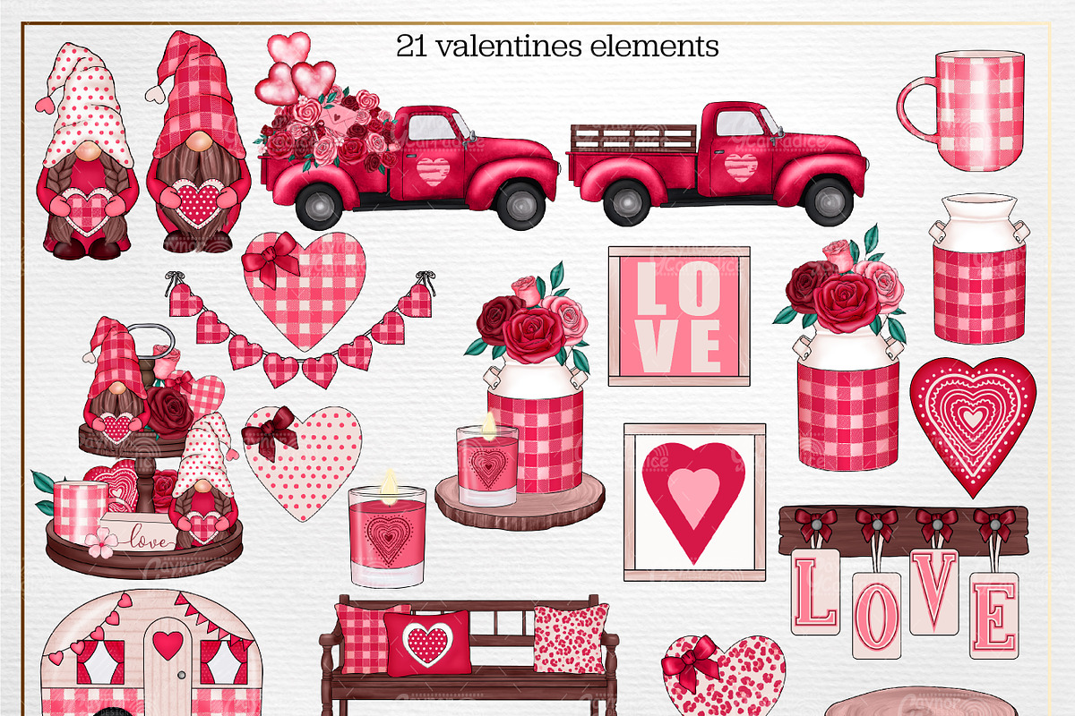 Rustic valentine clipart & patterns, a Pattern Graphic by Gaynor Carradice Designs (Photo 2 of 3)