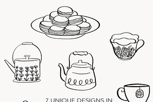 Teatime Clip Art, Tea Party Graphics