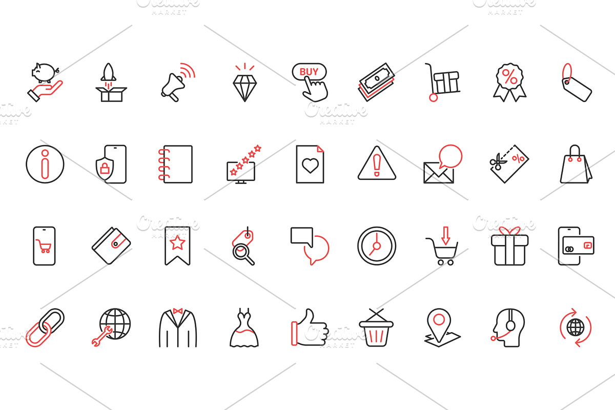 Online shop sales icons, an Object Illustration by Lemberg Vector