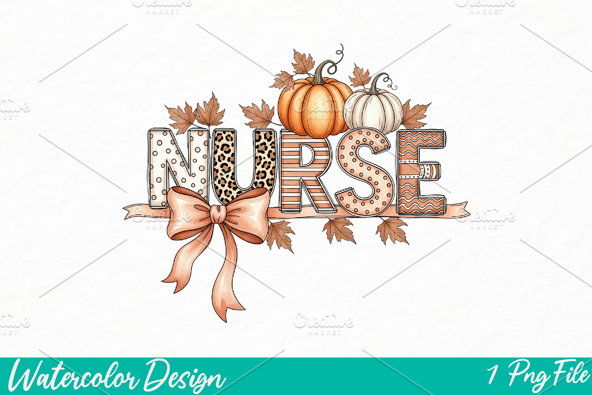 Fall Nurse Coquette Png, an Illustration by Watercolor design