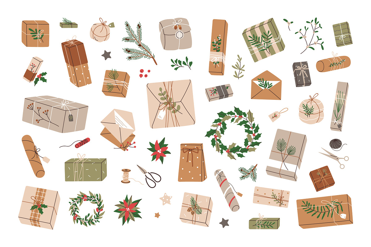 Christmas presents & gift boxes set, a Decorative Illustration by Good Studio (Photo 2 of 3)