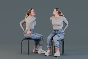 Seated Woman In Casual Attire