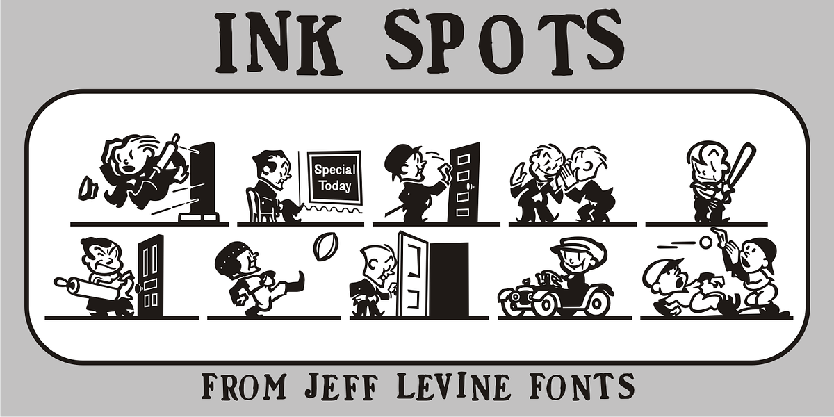 Ink Spots JNL, a Symbol Font by Jeff Levine Fonts