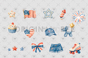 4th of July Watercolor Clipart, an Education Illustration by BigCakeBee (Thumbnail 3 of 4)