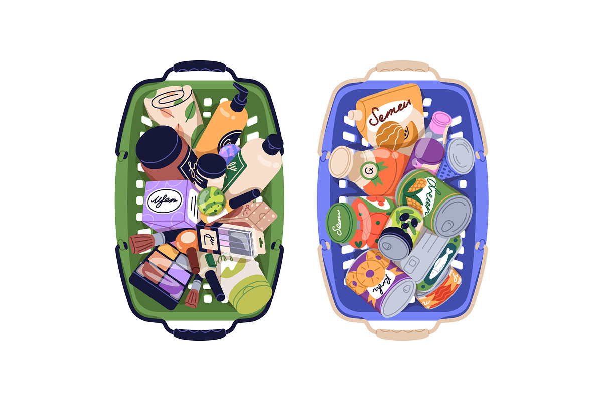 Supermarket baskets full of products, a Food Illustration by Good Studio (Photo 4 of 4)