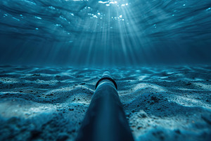 Optical fiber cable on the ocean floor, an Industrial Photo by AlyaAnd