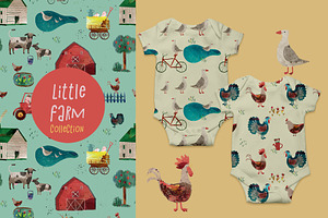 Watercolor Farm Animals patterns, a Pattern Graphic by watercolor kamill