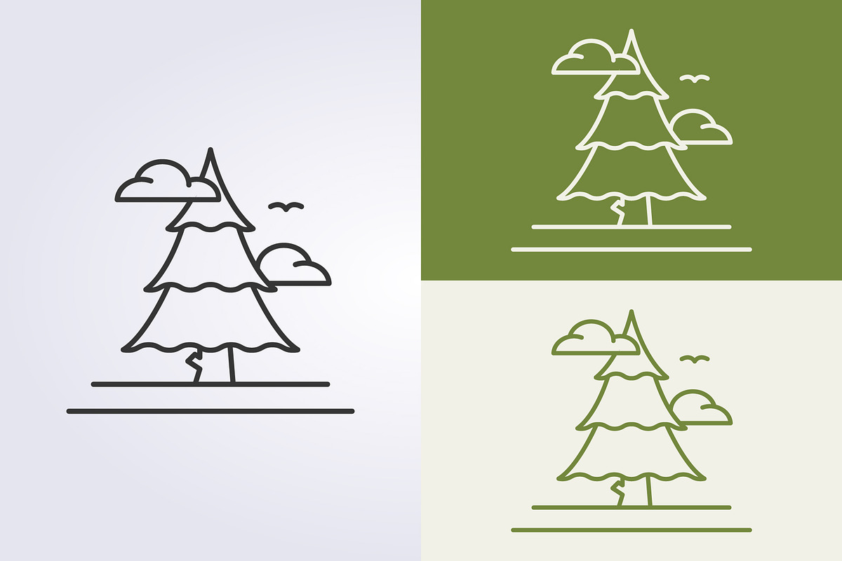 outline pine tree icon vector, a Branding & Logo Template by Lodzrov