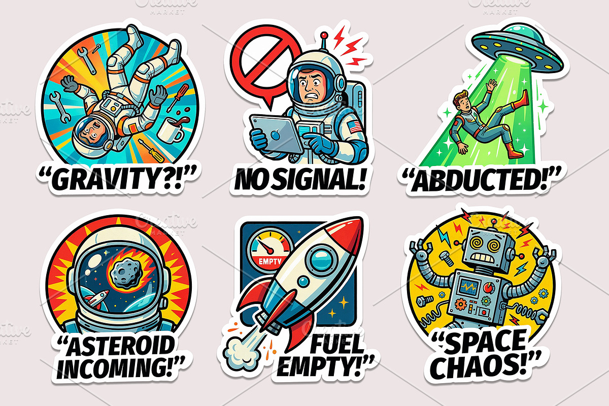 Cosmic Adventure Sticker Pack, a Person Illustration by Black Cat Studio (Photo 3 of 3)