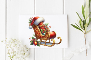 Christmas Sleigh Sublimation Clipart