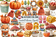 Watercolor Crochet Autumn Clipart, an Illustration by Rose Art (Thumbnail 1 of 8)