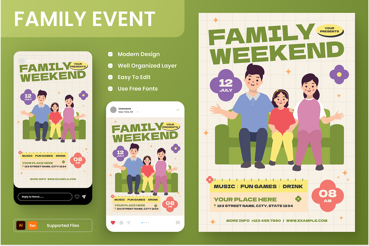 Family Weekend Event Flyer Set, a Flyer Template by Annora Studio (Photo 1 of 6)