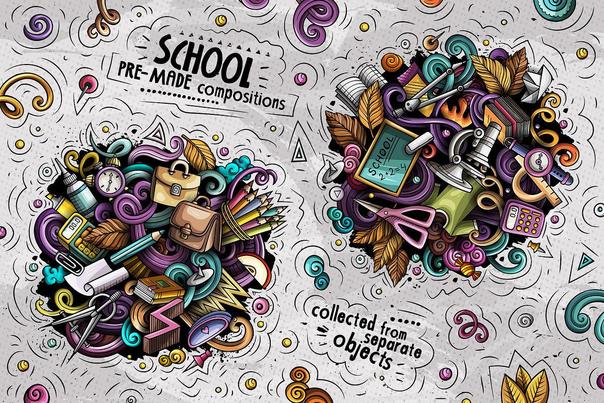 School Cartoon Doodle Big Pack, a Decorative Illustration by BALABOLKA (Photo 5 of 13)