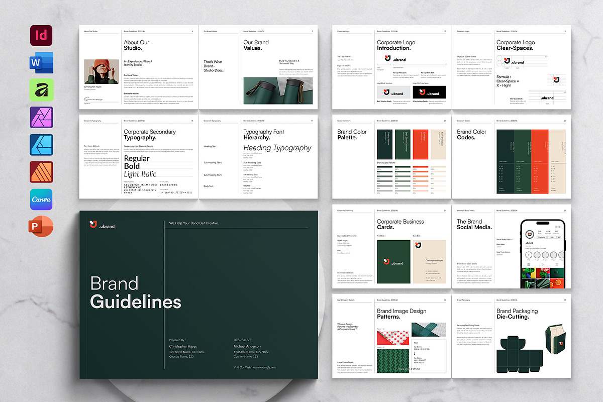 Brand Guidelines Template Landscape, a Brochure Template by DesignCrest (Photo 1 of 21)