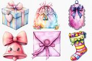 Watercolor Kawaii Coquette Christmas, an Illustration by Canvas Craft (Thumbnail 3 of 7)