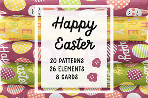 Happy Easter patterns elements cards