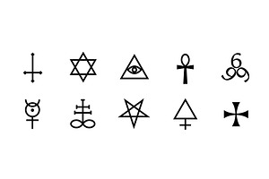 Black pentagram icon for mystic and, an Illustration by skripnikbb