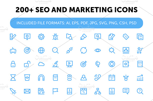 200 Seo And Marketing Icons