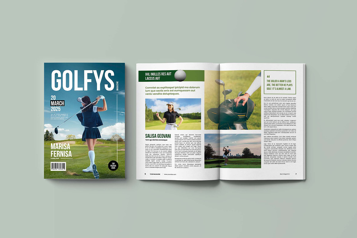 Golfys Sport Magazine Template, a Magazine Template by UICreative (Photo 5 of 5)