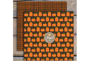 Autumn Fall Pumpkin Digital Papers