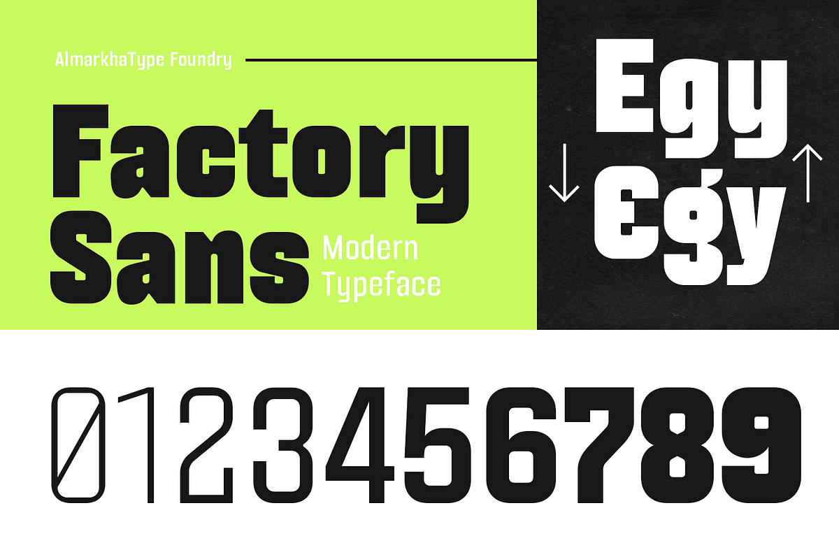 Factory Sans – Modern Sans Typeface, a Sans Serif Font by Almarkhatype (Photo 7 of 12)