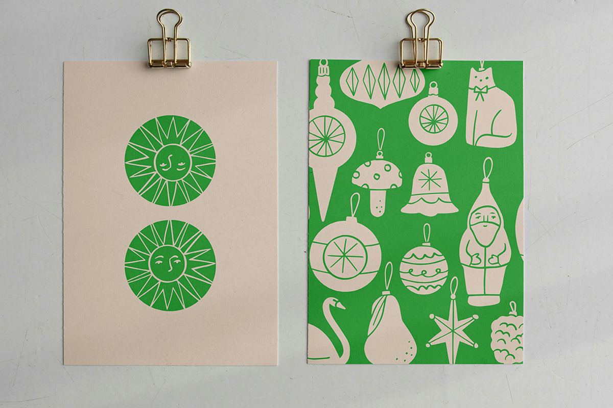 Christmas Ornaments Linocut Bundle, an Illustration by ClayStudio (Photo 4 of 8)