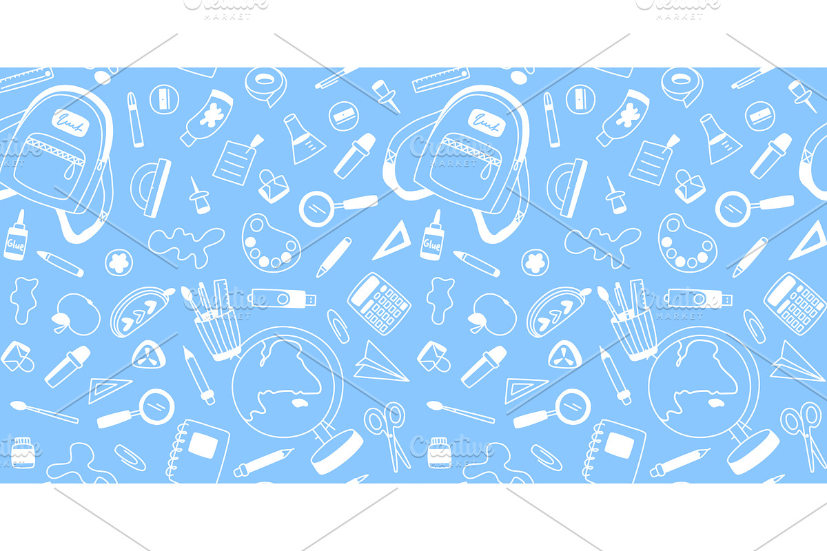 Seamless pattern of stationery and, an Education Illustration by Tati_Kli