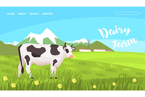 Dairy Farm Landing Page Templte, an Illustration by TopVectors
