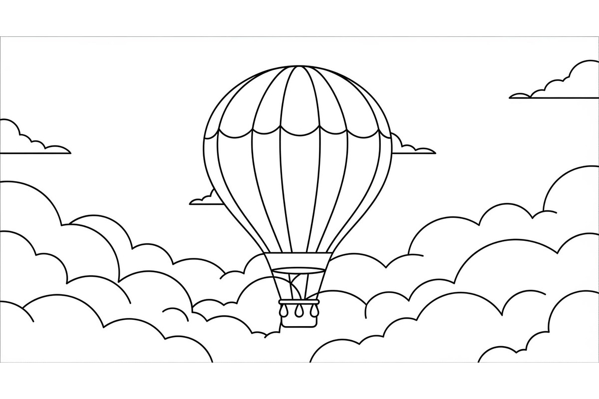 Hot Air Balloon Cloud Line Art bundl, an Illustration by Designer_Momina (Photo 43 of 51)