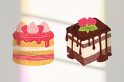 Cakes ice cream desserts cake slices, a Food Illustration by Neliakott ♥ (Thumbnail 4 of 11)
