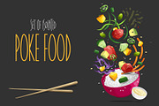 Set Poke. Vector Illustrations, a Food Illustration by AKOMIX (Thumbnail 1 of 5)