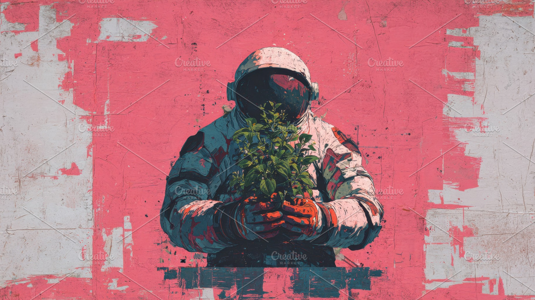 Astronaut holds a plant in space, a Photo by Beautiful things