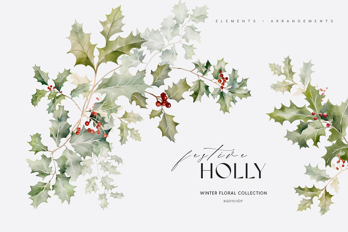 FLORAL WINTER BOX Watercolor Bundle, a Seasonal Illustration by Muse Artist (Photo 43 of 95)