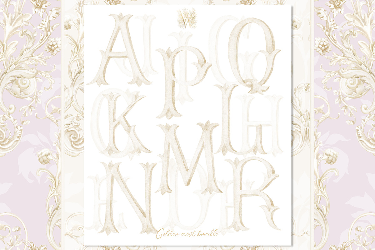 Floral Wedding Crest Png watercolor, a Decorative Illustration by WonderWonder (Photo 5 of 6)