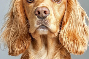 Golden cocker spaniel dog with long wavy ears and shiny coat sta, an Animal Photo by José Manuel Gelpi