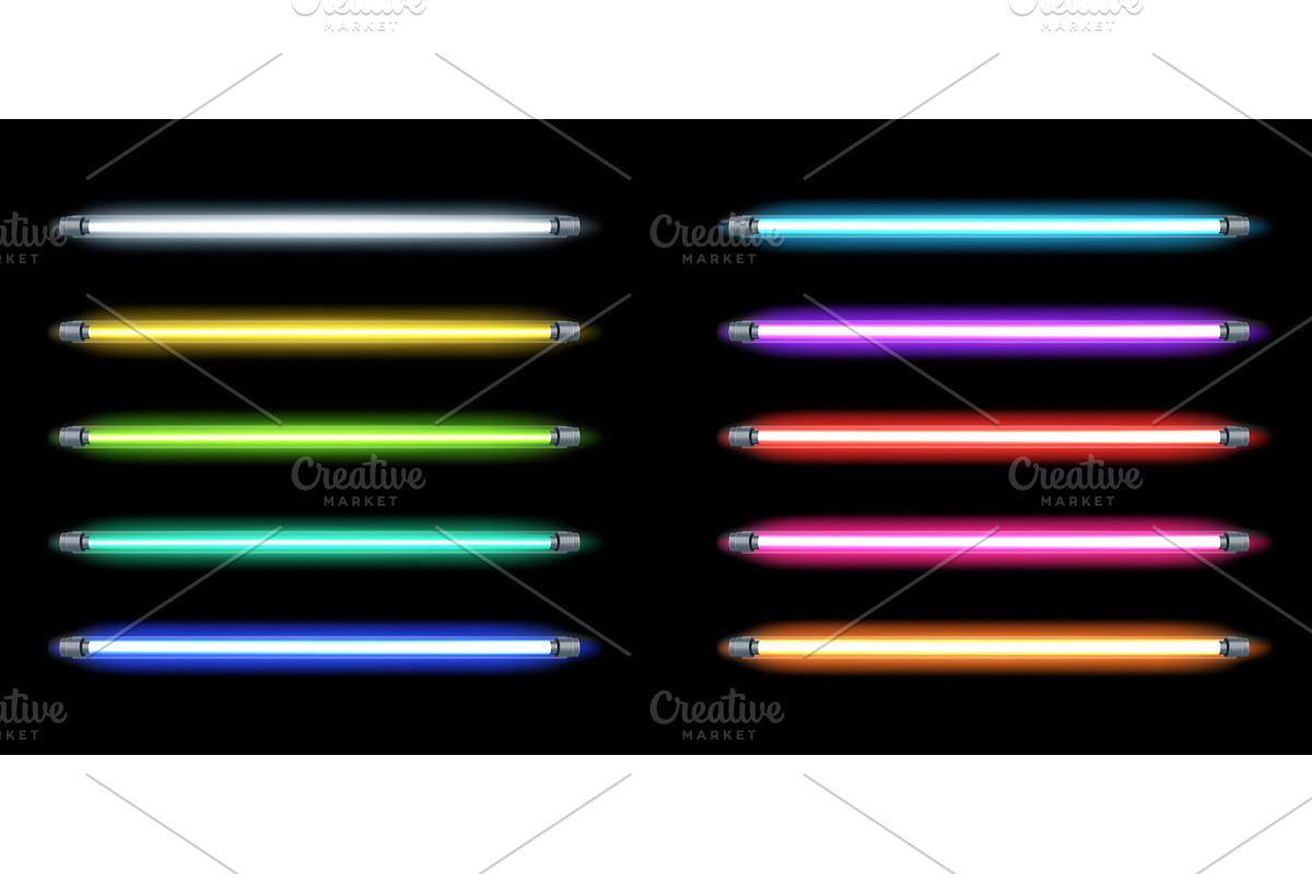 Neon led light. 3D realistic glowing, an Object Illustration by Frogella