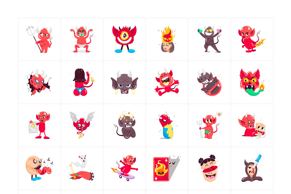 Devil Cartoon Stickers Set, an Emoji Icon by Vectors Market (Photo 5 of 6)
